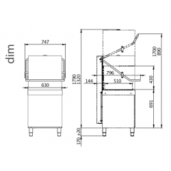 Lavastoviglie  Eco 1000 cesto 50x50 trifase a capot