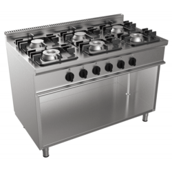Cucina 6 fuochi a gas su vano aperto serie 70