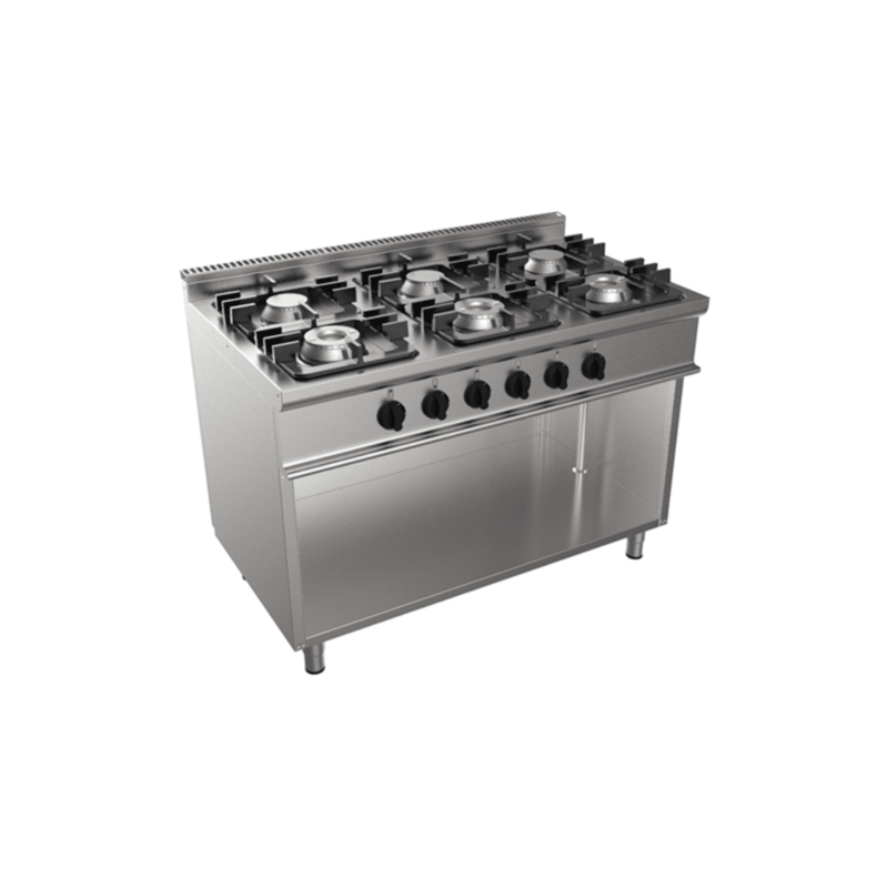 Cucina 6 fuochi a gas su vano aperto serie 70