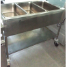 Carrello inox cm. 110x60 su ruote con 3 vasche cm. 50x30 riscaldate bagnomaria
