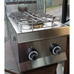 Cucina 2 fuochi a gas serie 65 da appoggio Offcar, potenza gas 9,5 kw, allaccio tubo 1/2", misure cm. 35x63x28,5